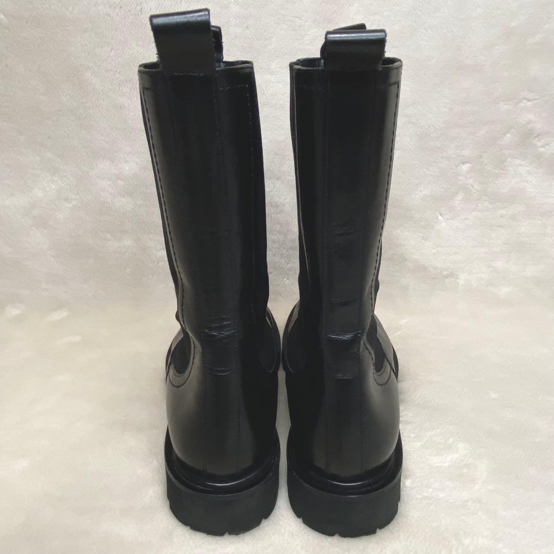 パスクッチ イエナ別注 サイドゴアブーツ 37 厚底 本革 軽量 黒