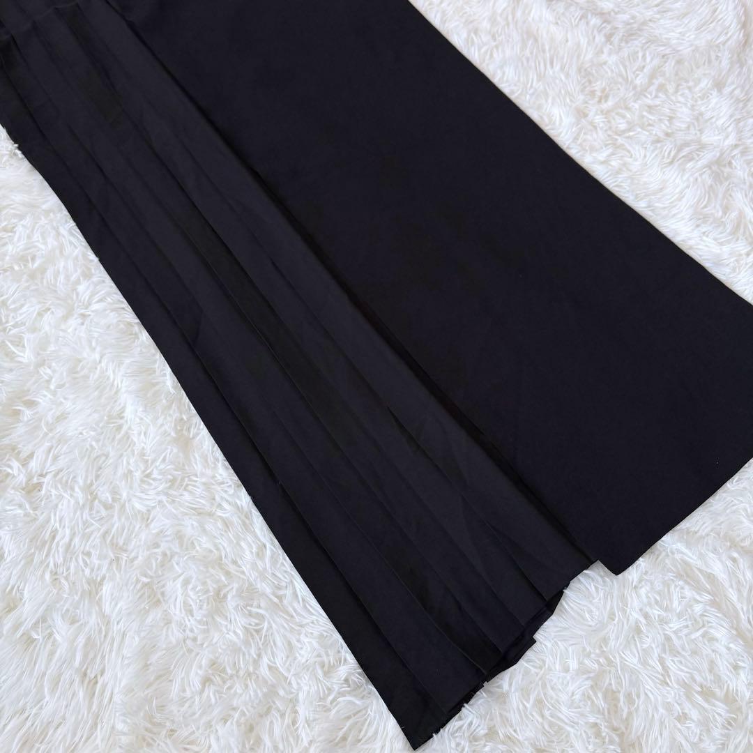 ADORE アドーア ロングワンピース 異素材 プリーツ ニット ブラック 38