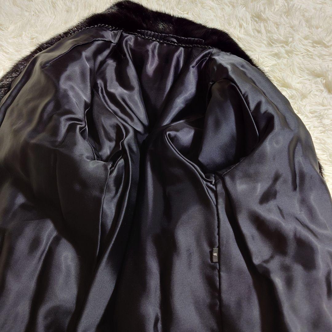 毛皮 ファーコート ブラック リアルファー ミンク系 前留め金具 リメイク素材