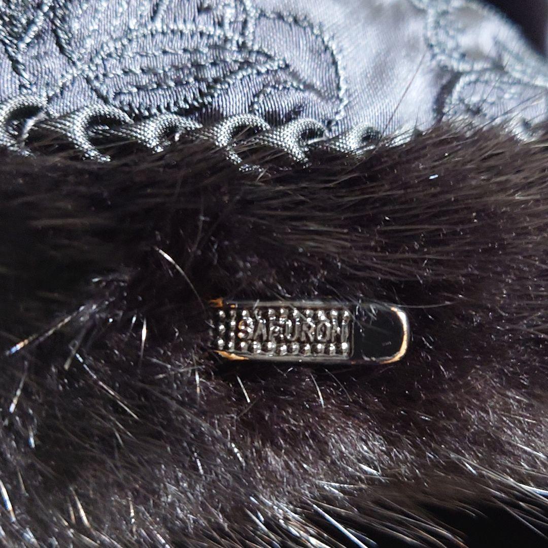 毛皮 ファーコート ブラック リアルファー ミンク系 前留め金具 リメイク素材