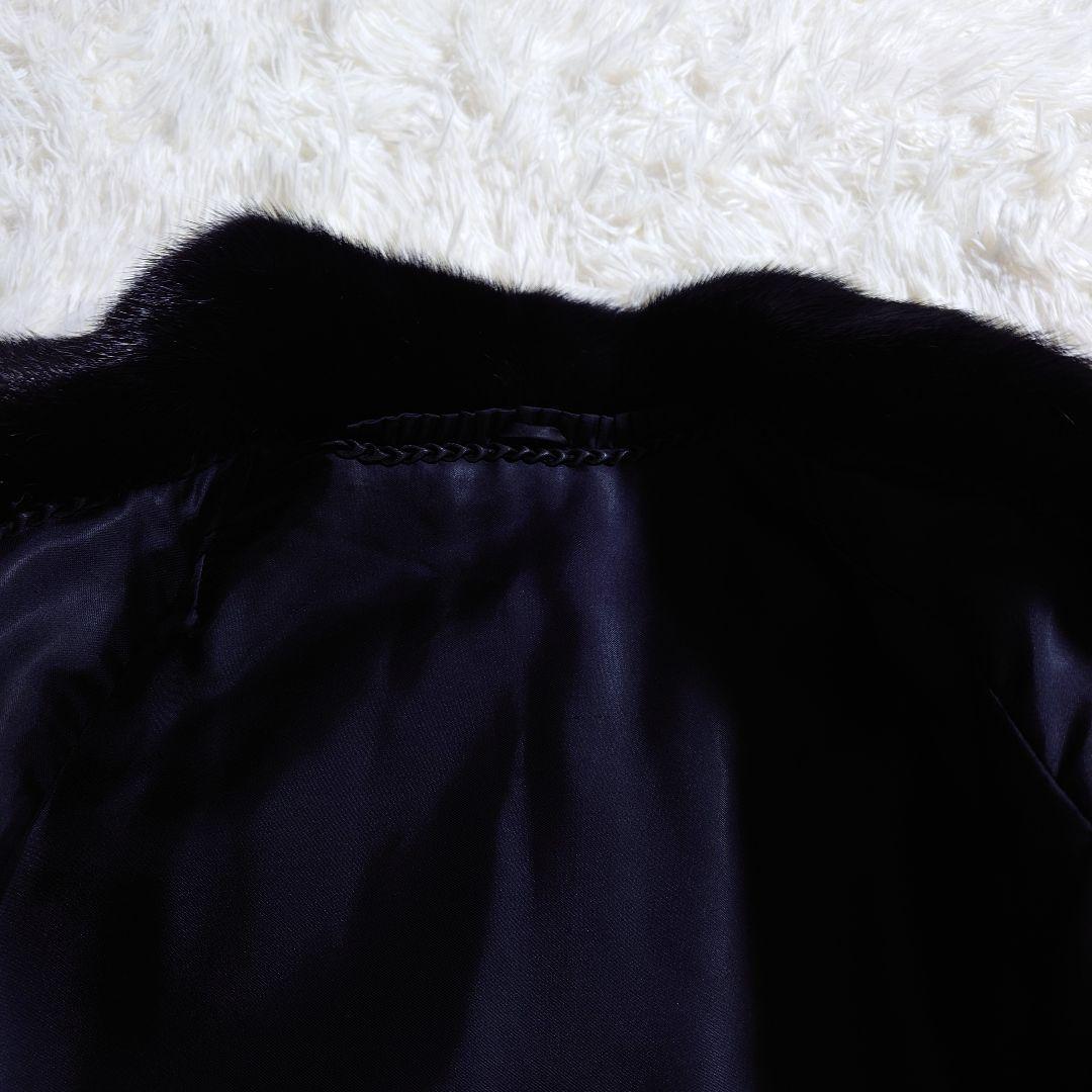 毛皮 ファーコート ブラック リアルファー ミンク系 前留め金具 リメイク素材