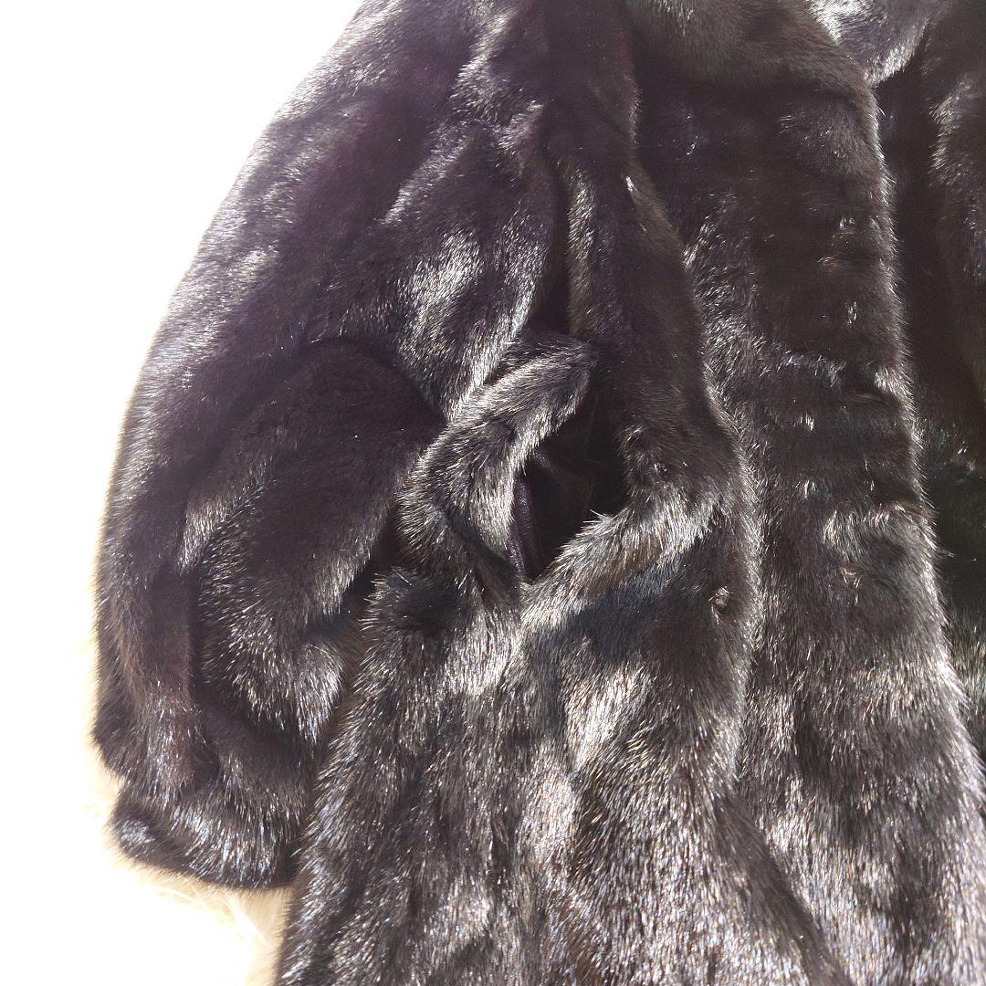 毛皮 ファーコート ブラック リアルファー ミンク系 前留め金具 リメイク素材