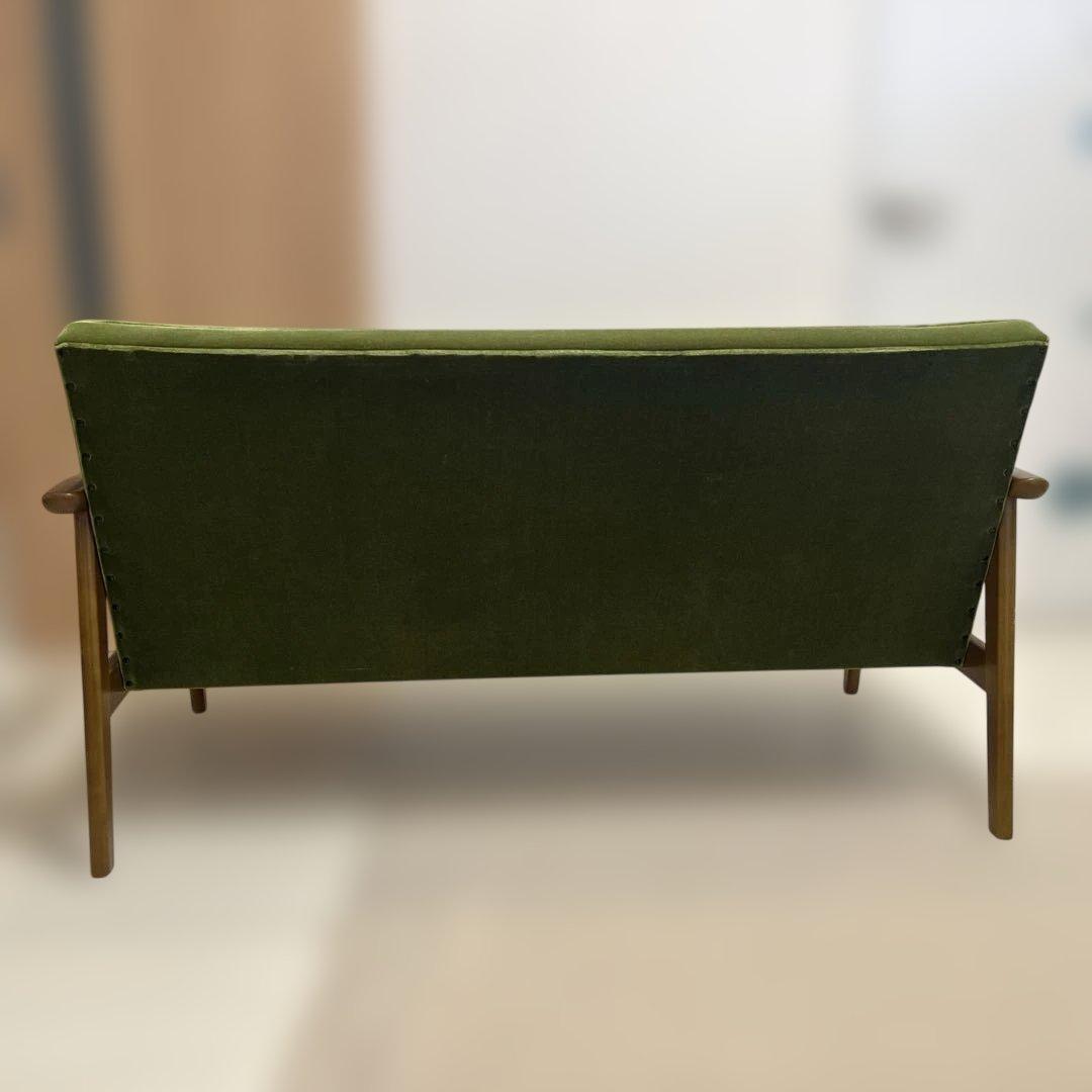 【送料込】カリモク60 ソファ 2人掛け モケットグリーン チェア