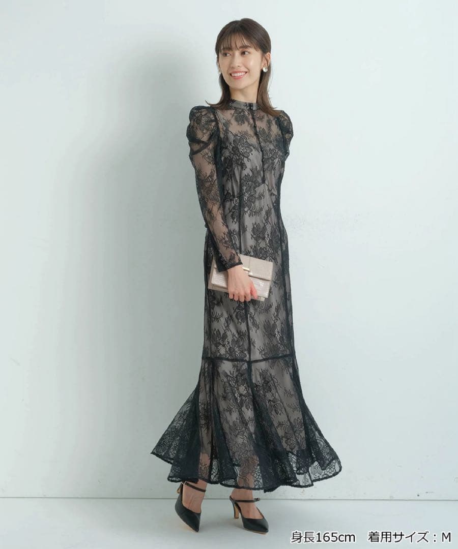 美品　アプワイザーリッシェ　マーメイドレースワンピース　ドレス　ブラック　結婚式