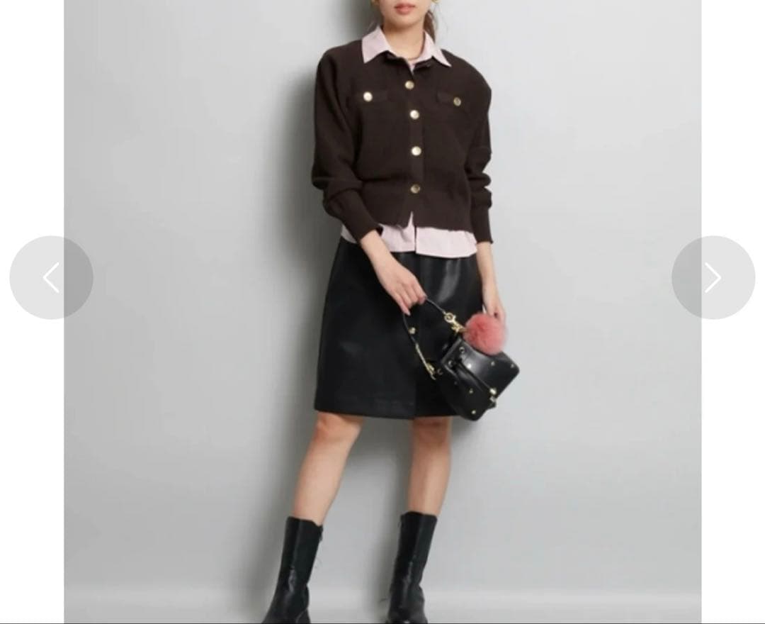 【美品】ジャスグリッティー 金ボタン ニットカーディガン ブラウン