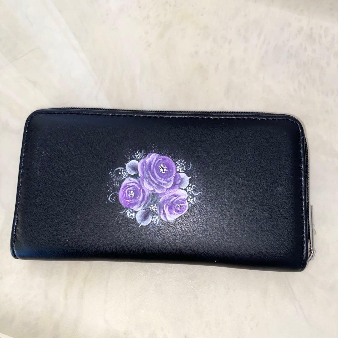 財布　ポット　ステンレスボトル　他　薔薇　手描き　トールペイント