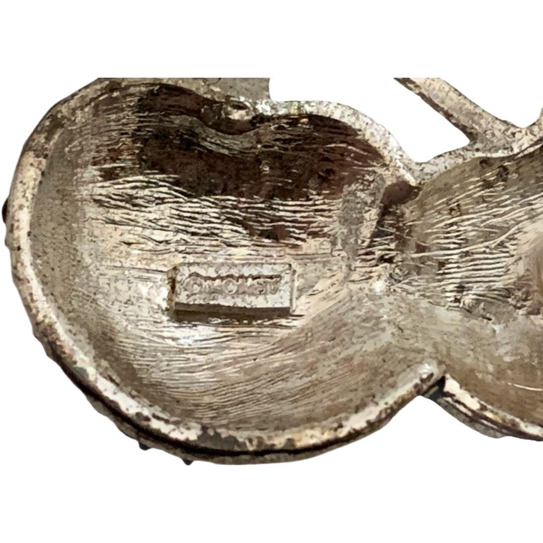 MONET VINTAGE チェリー リーフモチーフ ストーン装飾 ピンブローチ