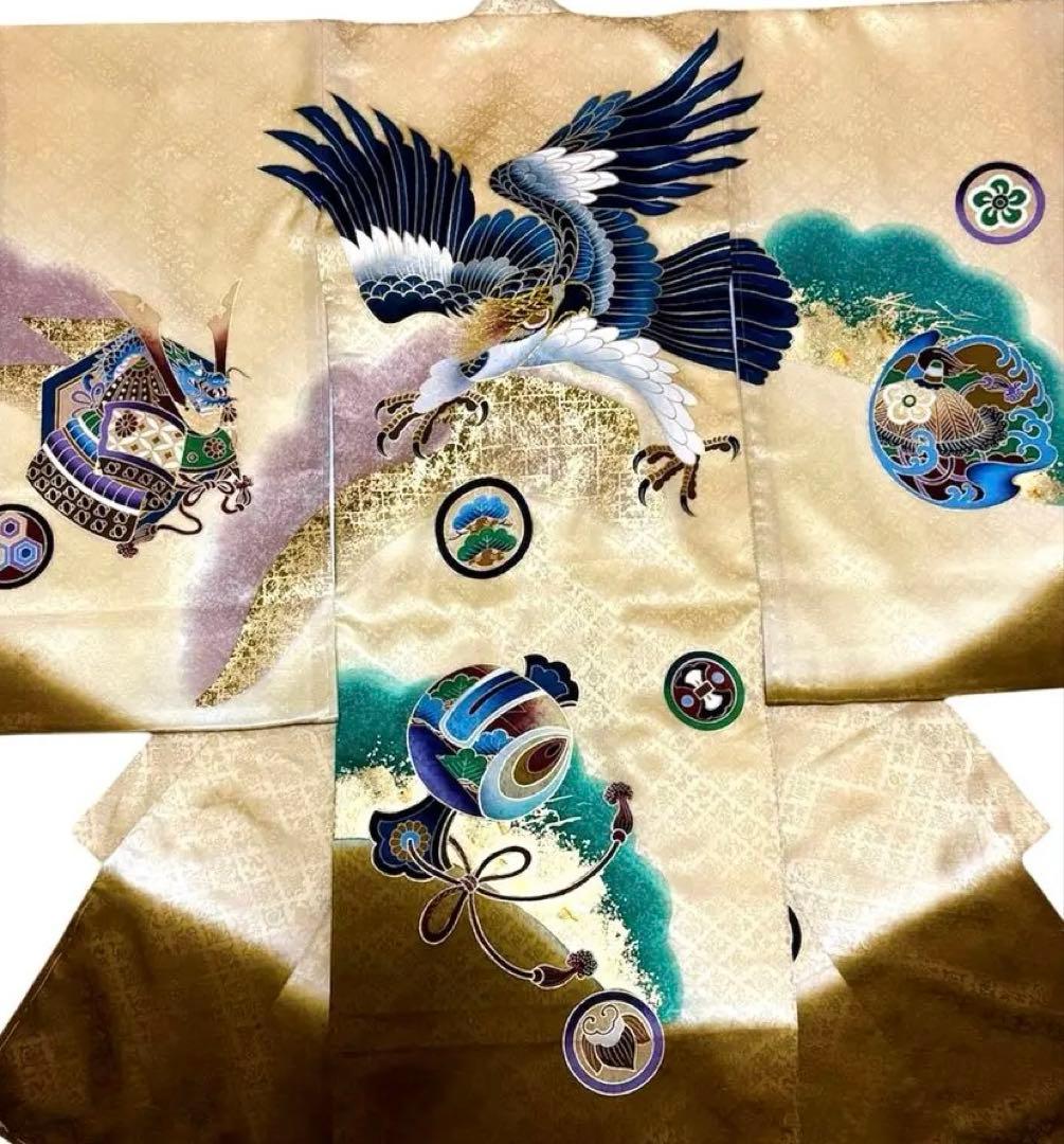 【新品】日本製 刺繍 手書き京友禅❗️お宮参り 産着 襦袢付 正絹 新品たとう紙付