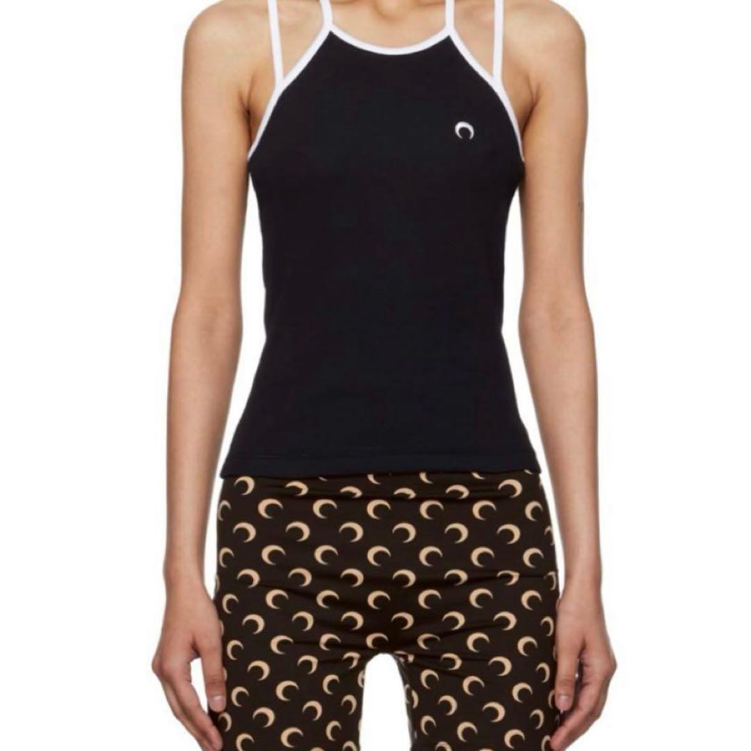 MARINE SERRE ブラック Tennis Court キャミソール