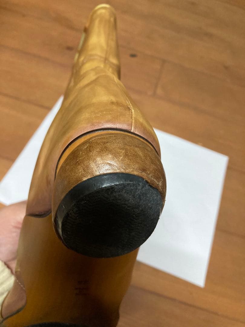 Pioneroピオネロ 手描きロングブーツ ブラウン　25cm 一点もの