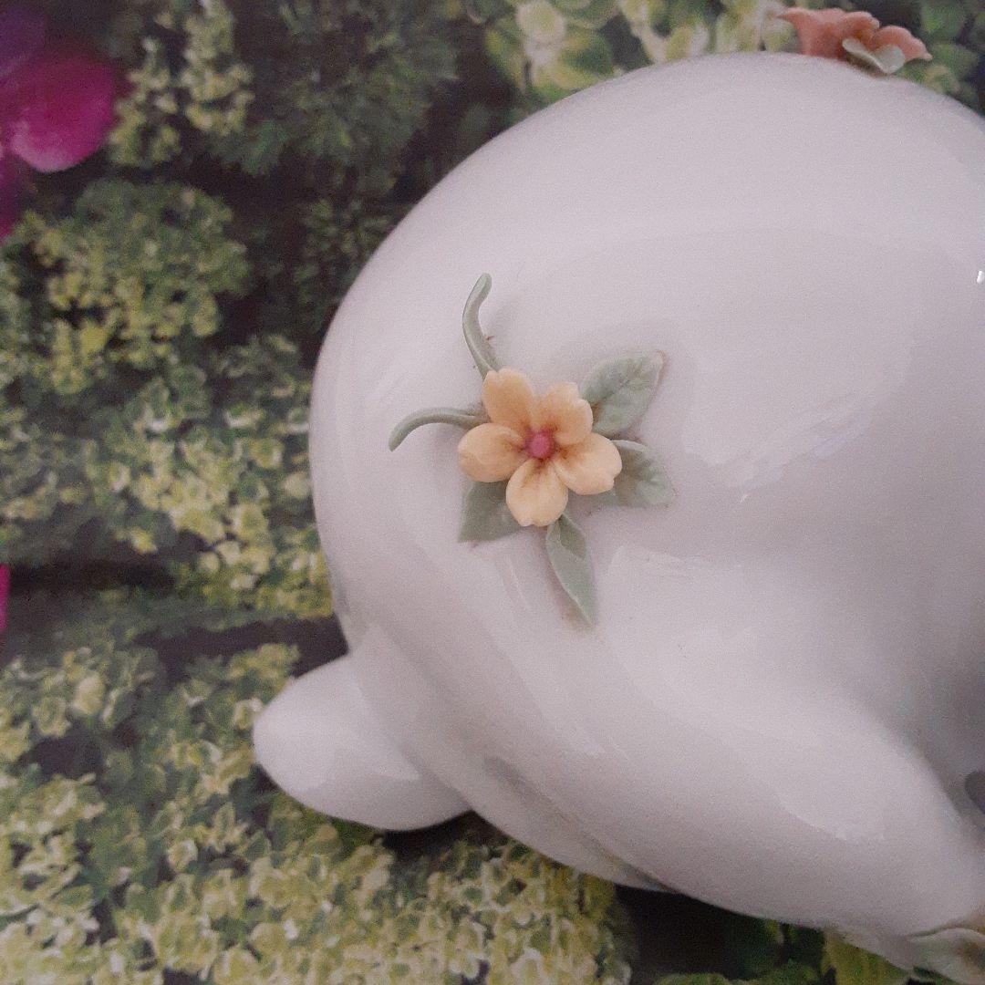 リアドロ　美品　花飾りウサギ