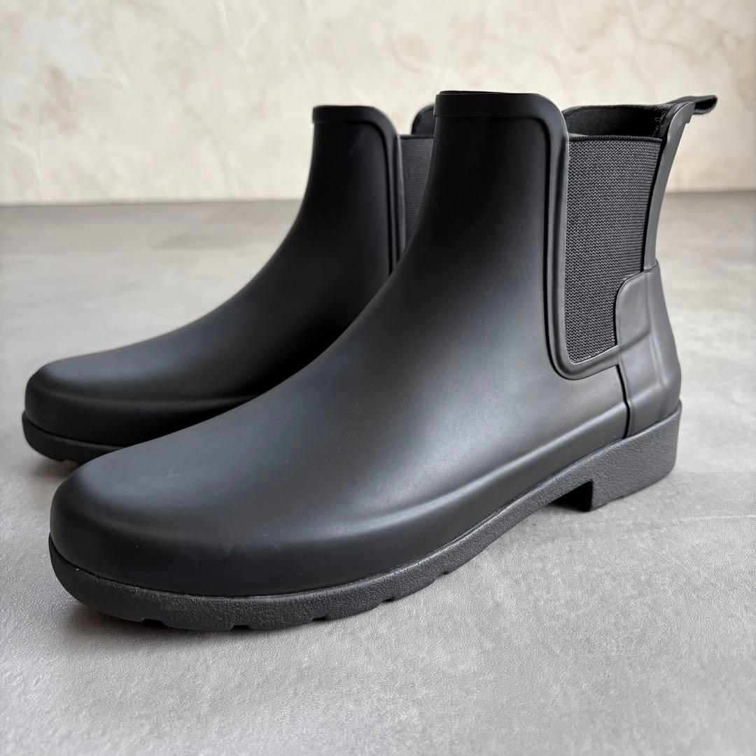 ハンター ほぼ未使用 サイドゴアブーツ レインブーツ 長靴 防水 黒【UK5】