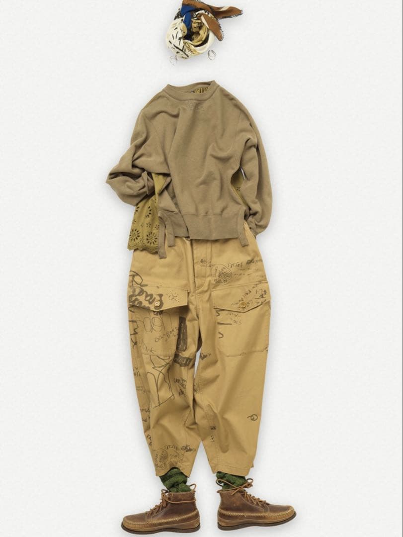 45R45rpm ダック落書きプリントの908 　テントパンツ