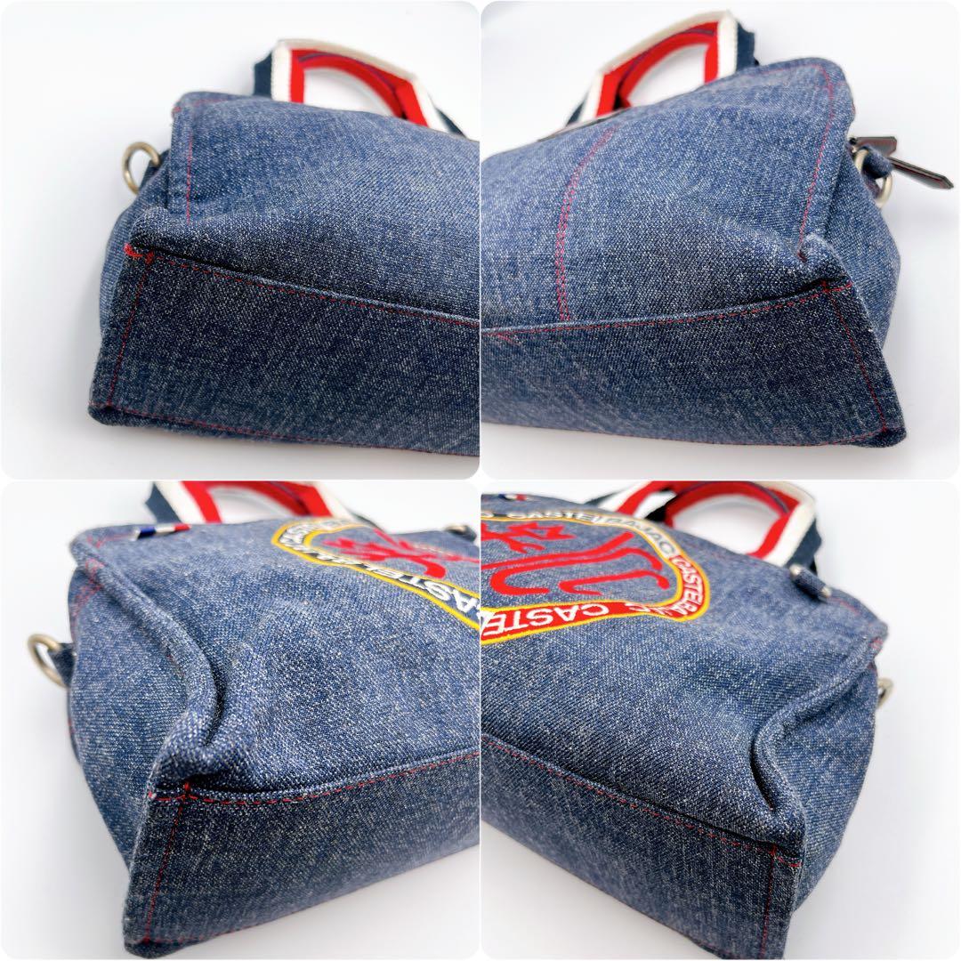 美品　カステルバジャック　2way デニム素材　ハンド　ショルダーバッグ