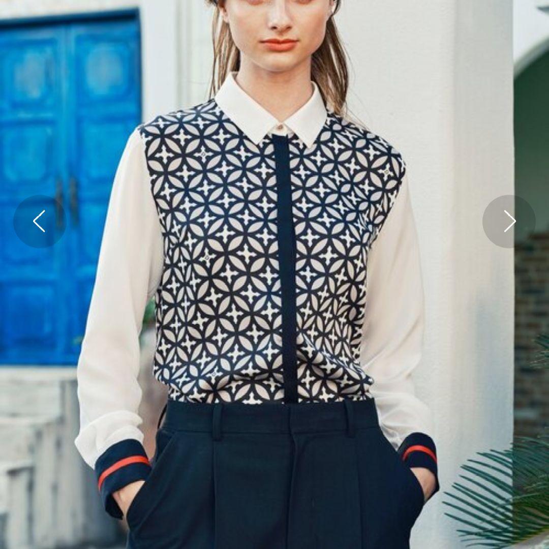 DRESSTERIOR 　オーバーラップサークルサテンシャツ　36