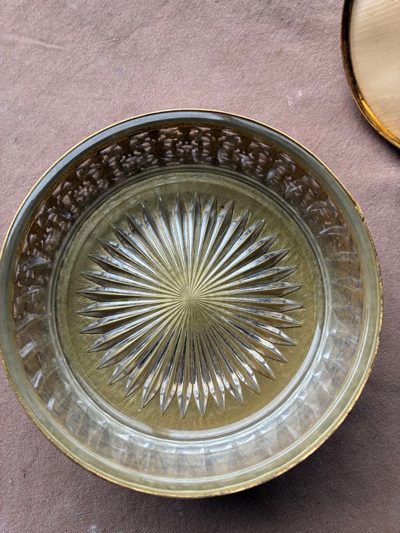 フランス　アンティーク　オルモル　ガラス　ジュエリー　ボックス　真鍮　美品　レア