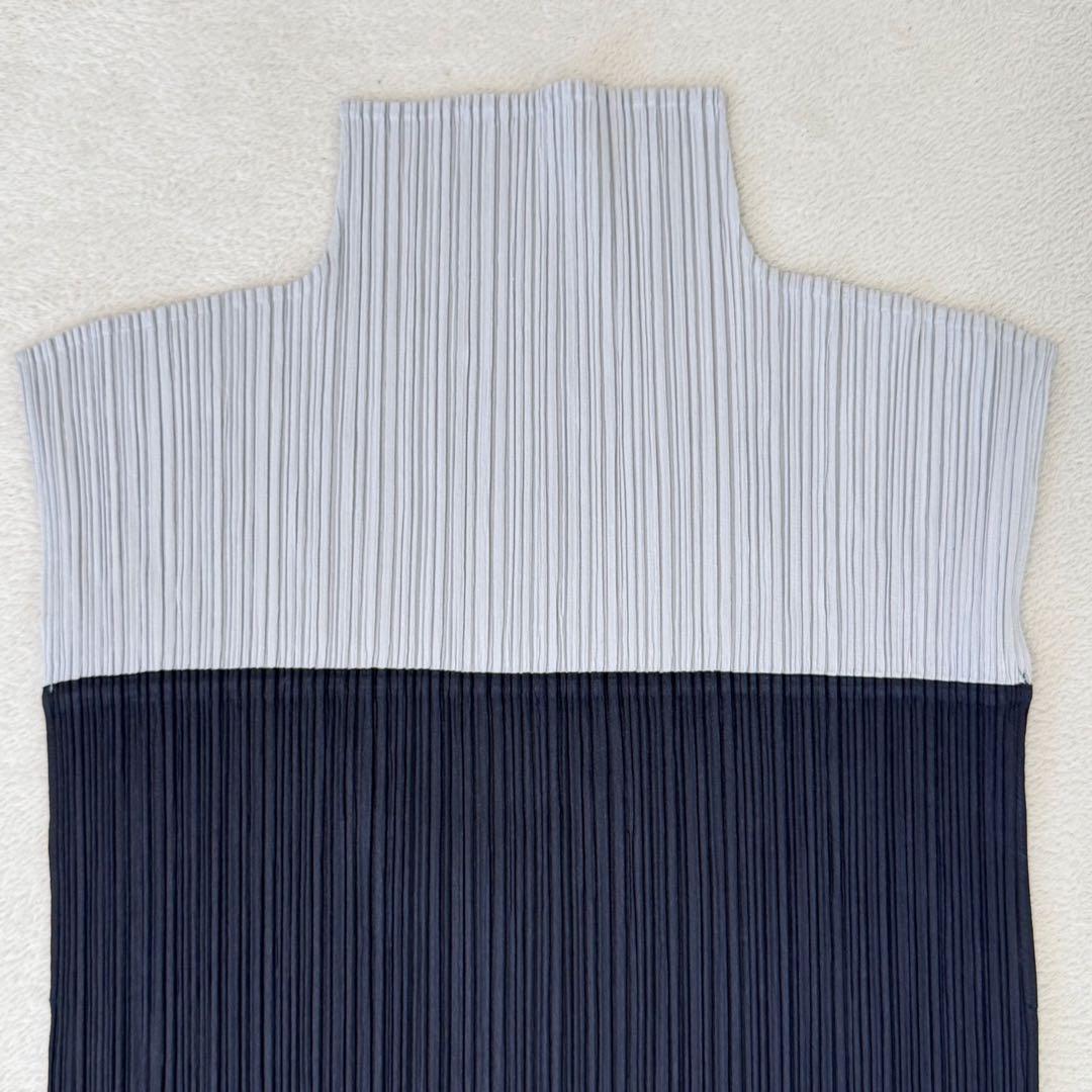 極美品✨PLEATS PLEASE バイカラー　チュニック　Lサイズ　黒　グレー