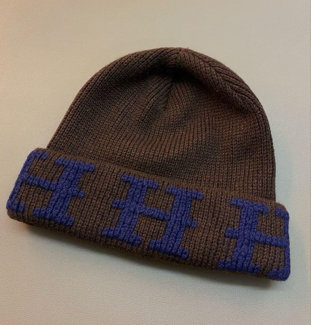 HERMES エルメス　カシミヤニット帽子　L