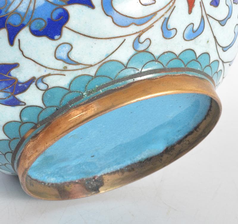 中国　古七宝琺瑯彩　花卉文瓶　V　R4769