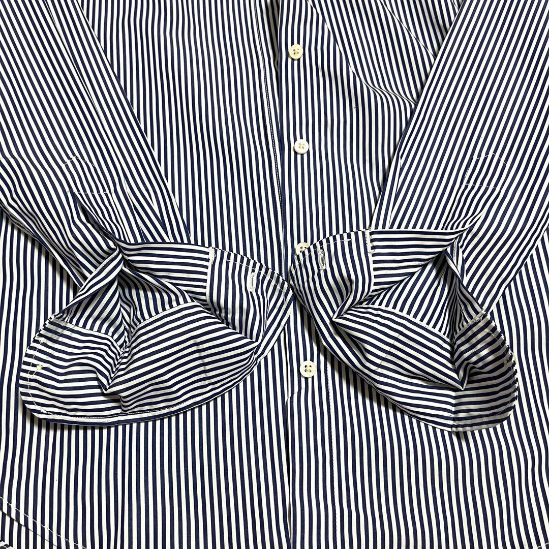 ローレンラルフローレン 現行 QRタグ ストライプ 長袖シャツ 青 刺繍ロゴ