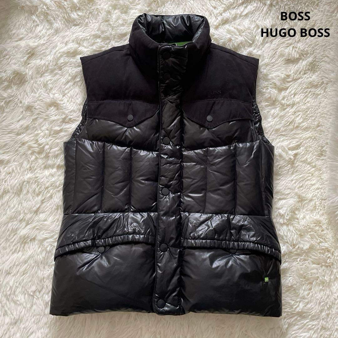 BOSS HUGO BOSS ダウンベスト　スエード　切り替え　2way フード