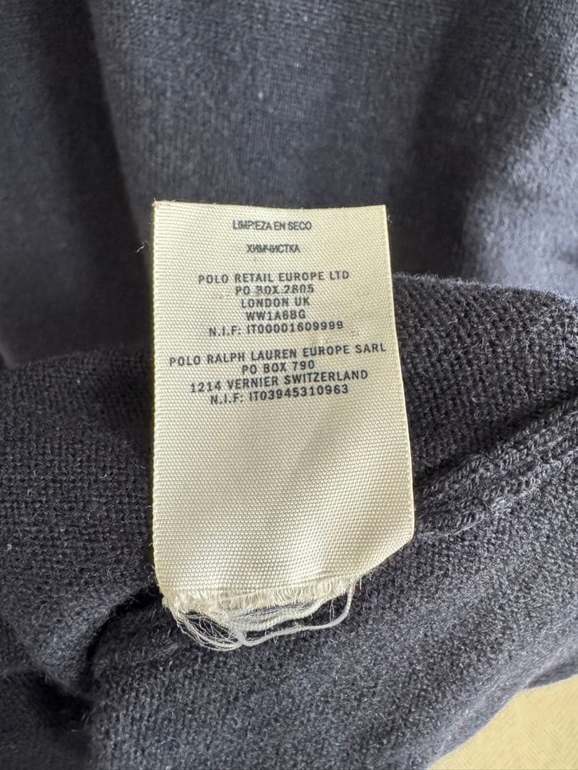 Ralph Lauren 100%カシミヤ Vネックセーター M ネイビー