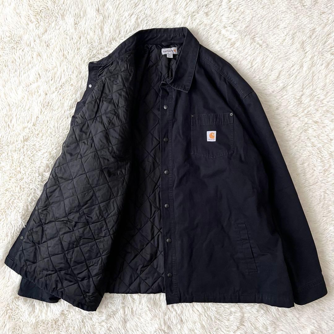 【希少4XL】Carhartt カバーオール 裏地キルティング ブラック