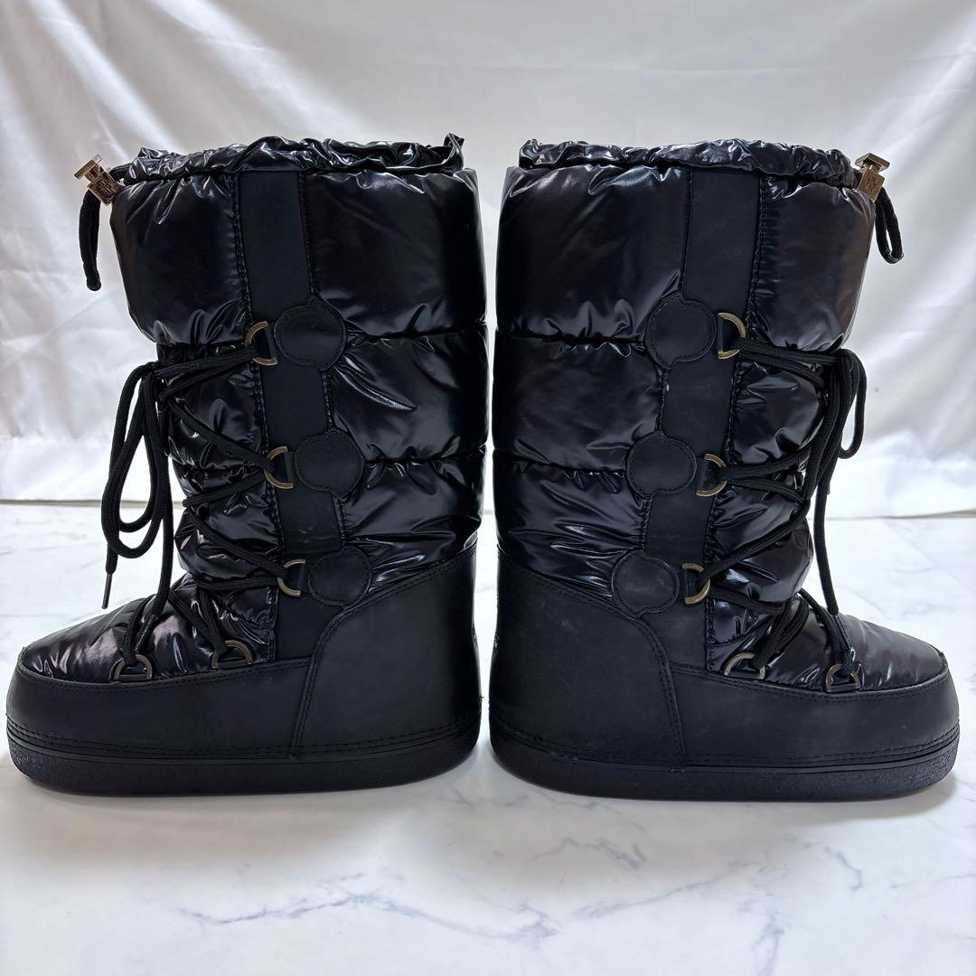 極美品 MONCLER ダウンブーツ ムーンブーツ 黒23cm 防寒 軽量 撥水