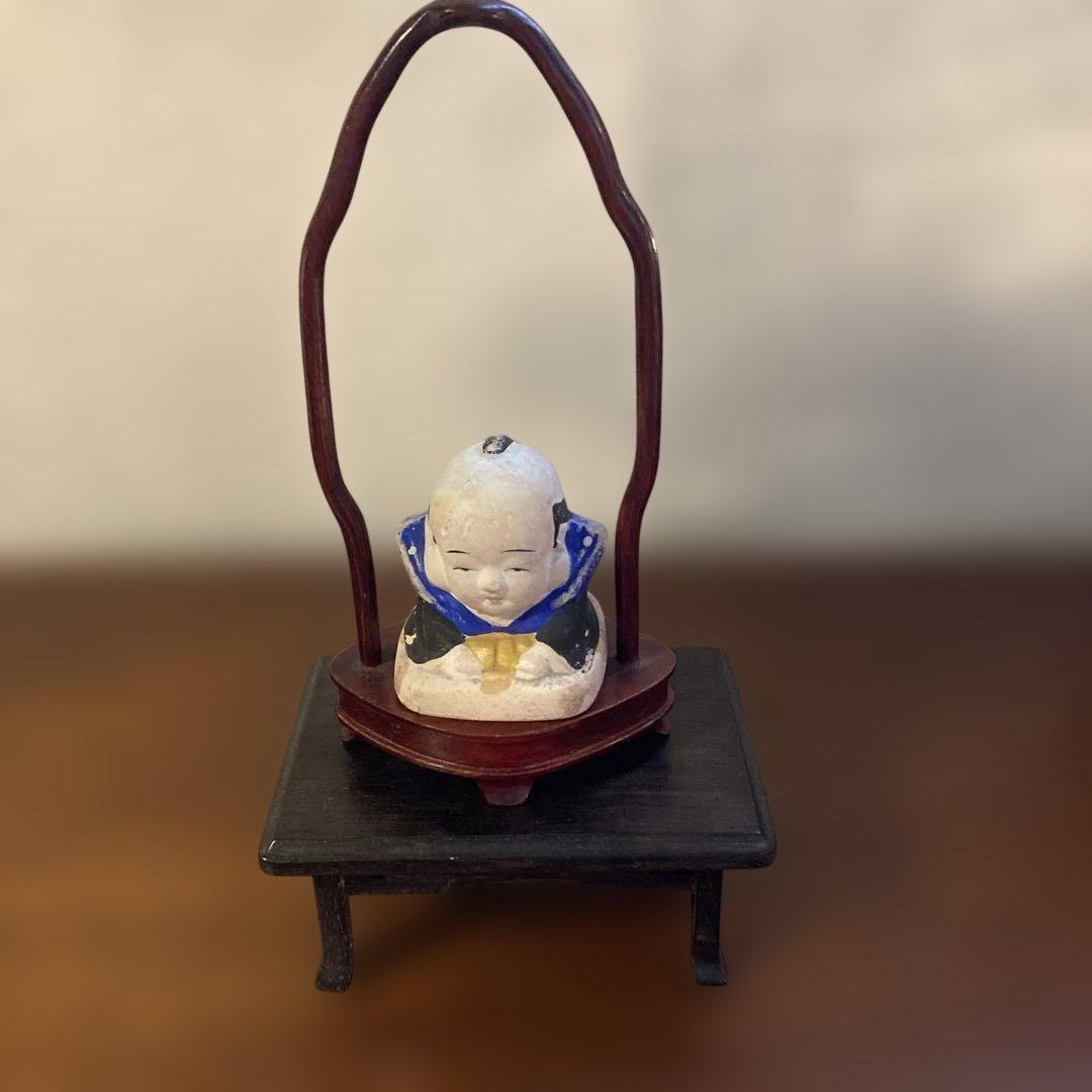 西郷どん似のジャンボ福助(当時物) ＆　可愛らしいミニ福助の2点セットです。