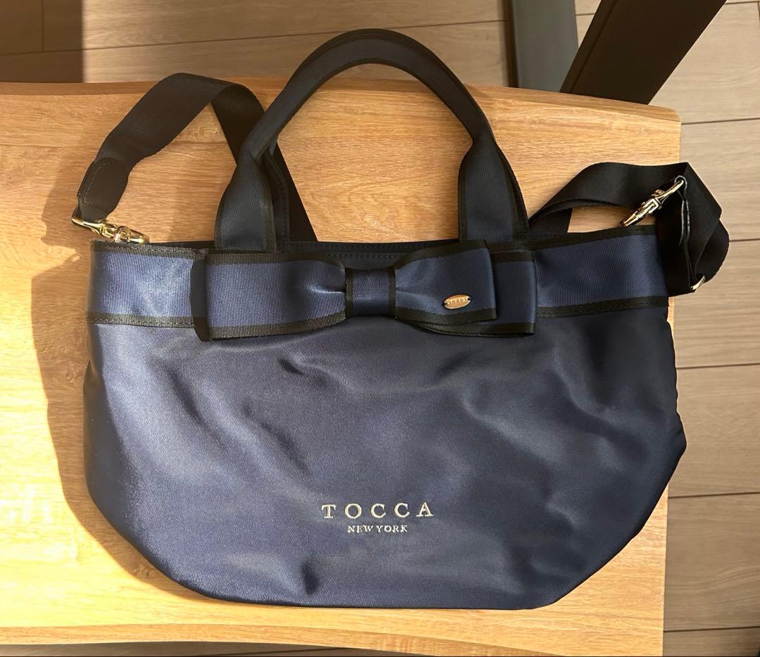 TOCCA トッカ バイカラートートバッグ リボン ネイビー