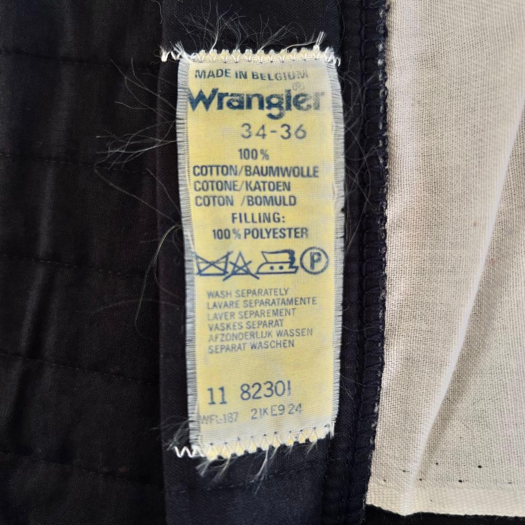 80s【Wrangler】ベルギー製 中綿入りキルトパンツ Black L