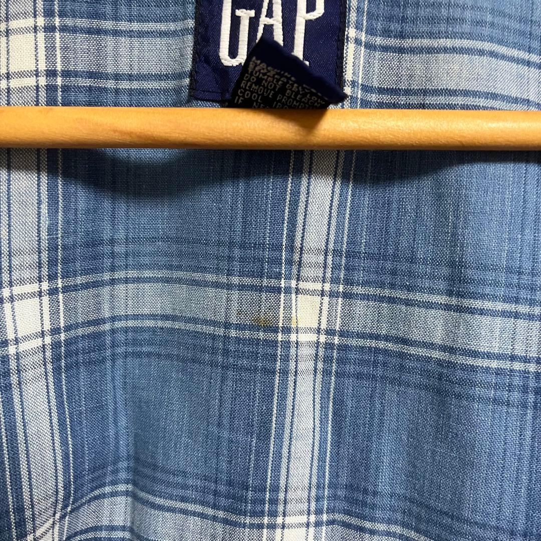 80s-90s old GAP デニムジャケット レザー切り替え 裏地チェック