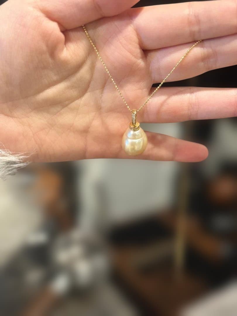【極美品】南洋真珠 ゴールドパール ひょうたんペンダント 15x16mm希少大珠