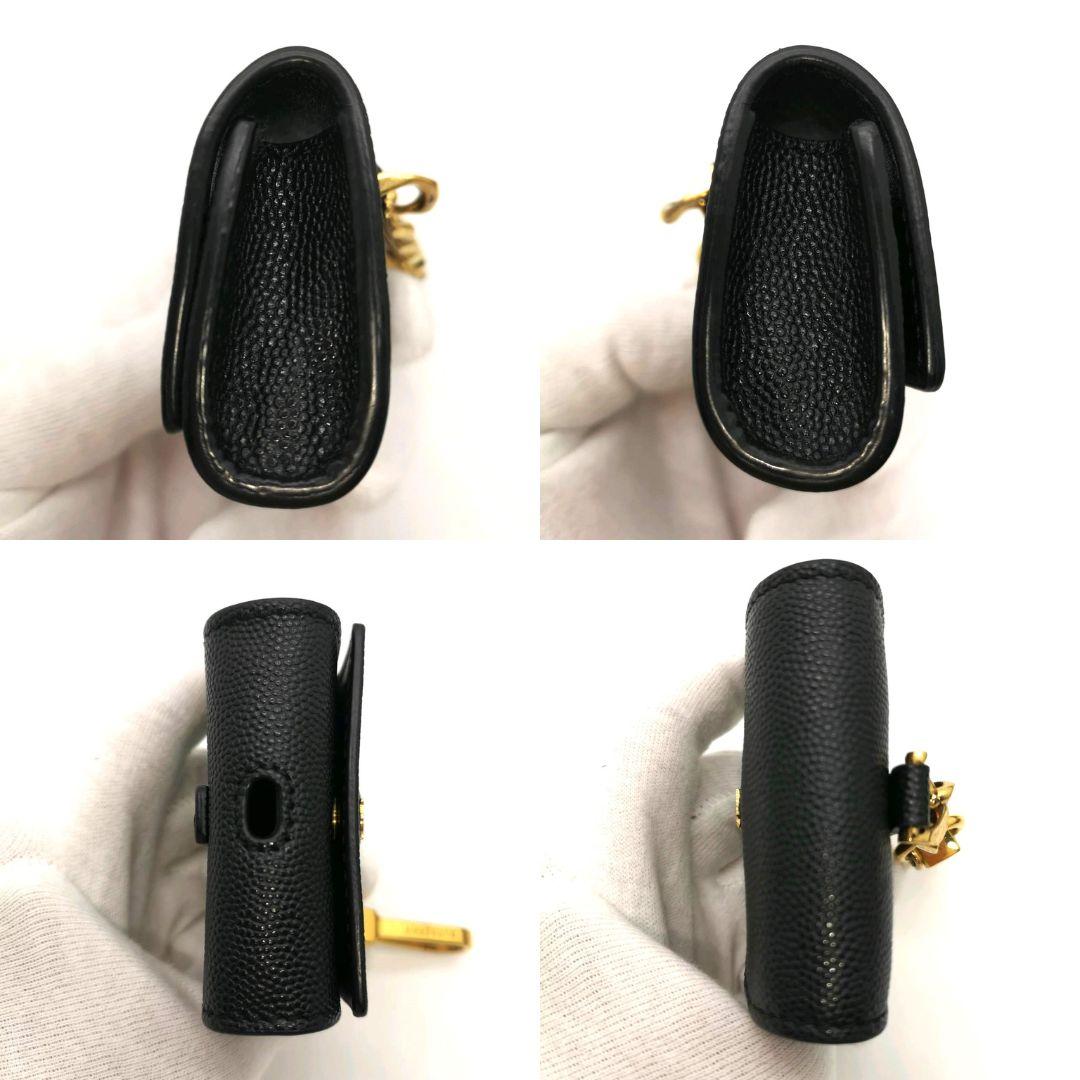 美品箱付 バーバリー TBロゴ レザー キーホルダー 黒 ゴールド金具 チャーム