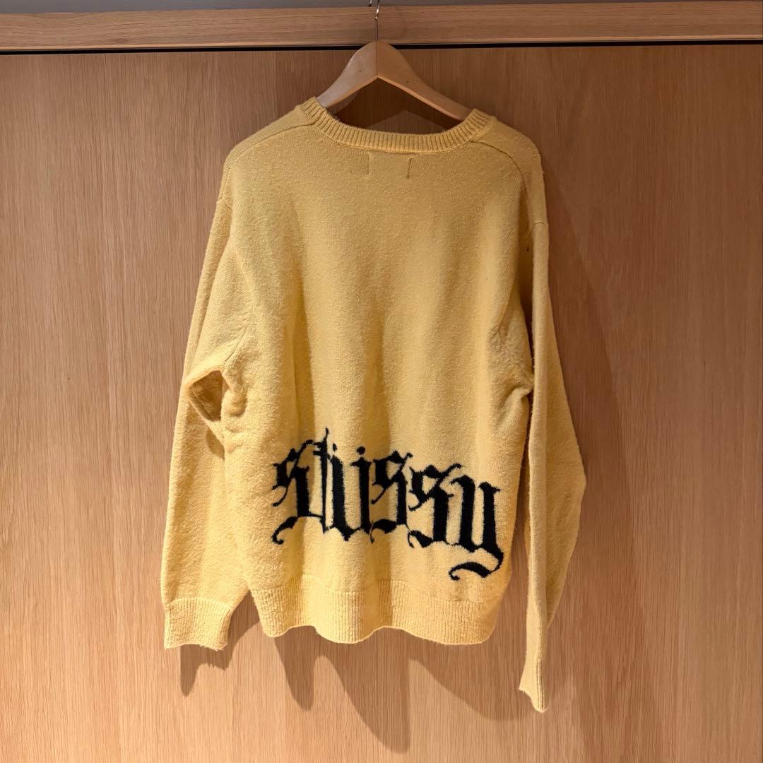 STUSSY ニットセーター ロゴ　イエロー　L