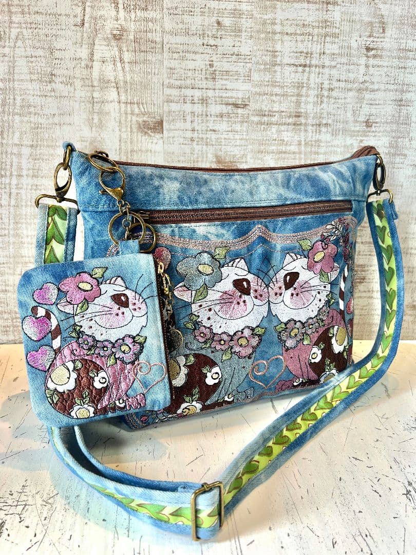 ＊お纏めリクエスト＊ライトブルーWデニム刺繍のショルダーバッグなど