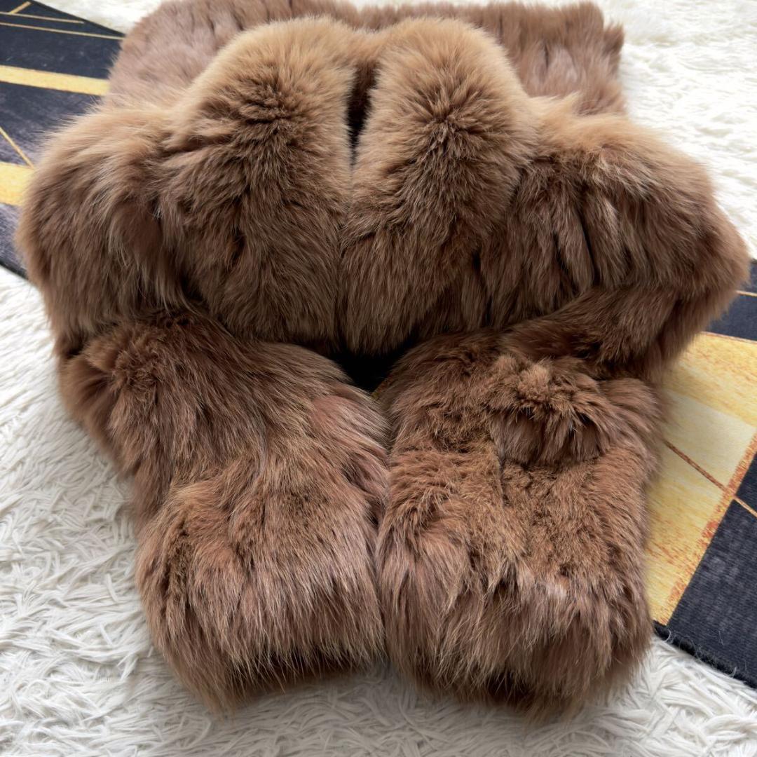 肉厚◎/総丈84 染め/カラー フォックス ファーコート 毛皮 XL 狐 エンバ