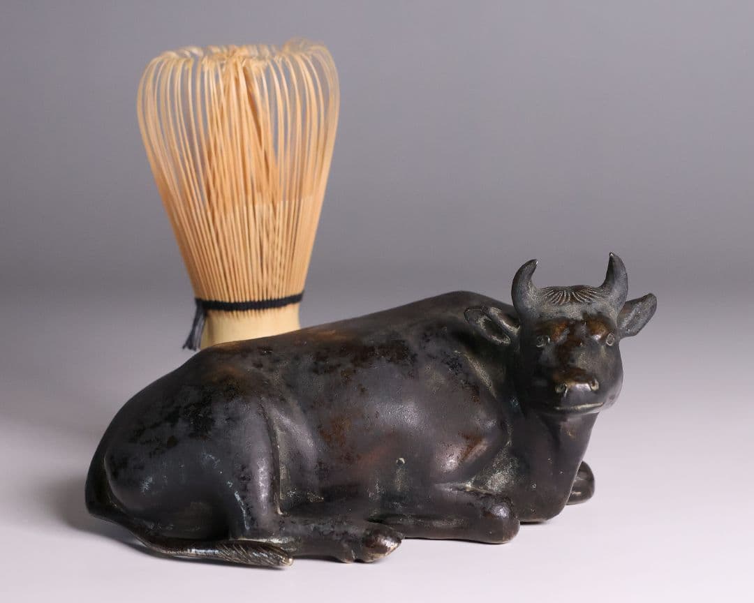 古銅 牛 置物 658g 金工 銅製 時代【MA831】