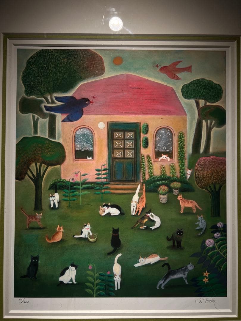 多田すみえ【猫の集まり】lithograph