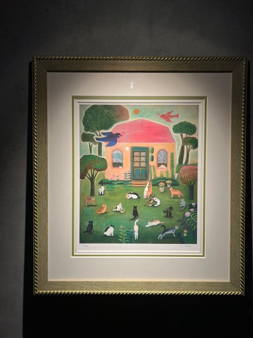 多田すみえ【猫の集まり】lithograph