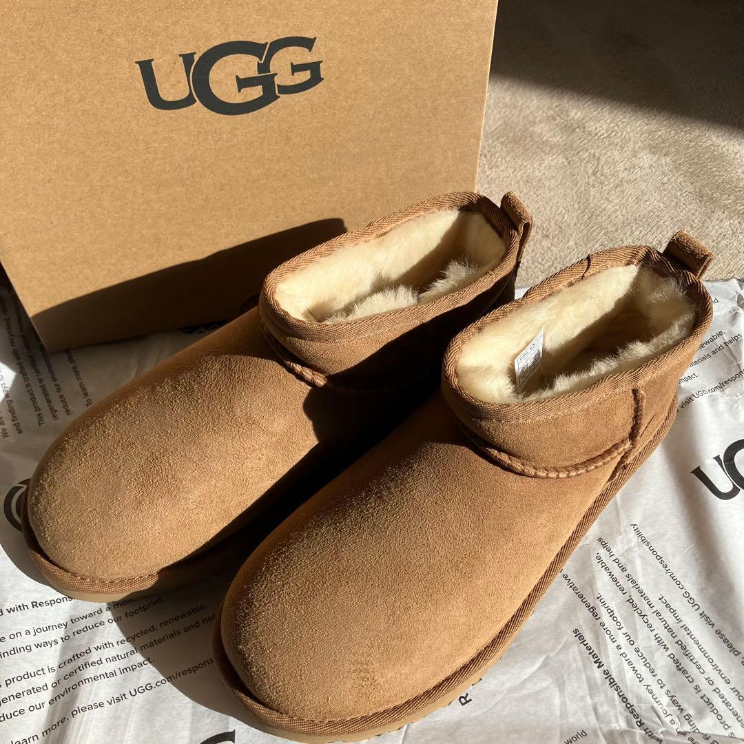 【新品未使用】UGG 定番 クラシックウルトラ ミニ ブーツ もこもこ ムートン