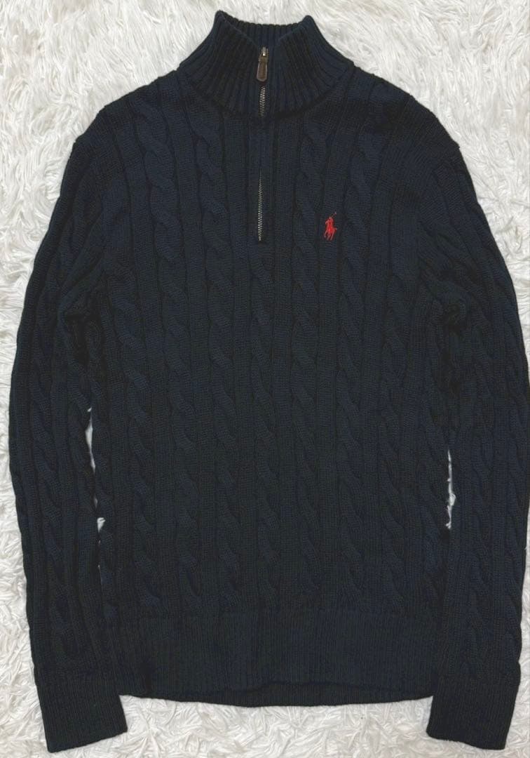 【極美品】POLO RALPH LAUREN ケーブルニット　ネイビー　洗える
