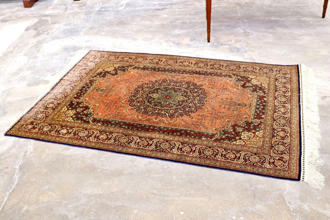 GMIK404○最高級 ペルシャ絨毯 ラグ カーペット シルク 手織り 中東