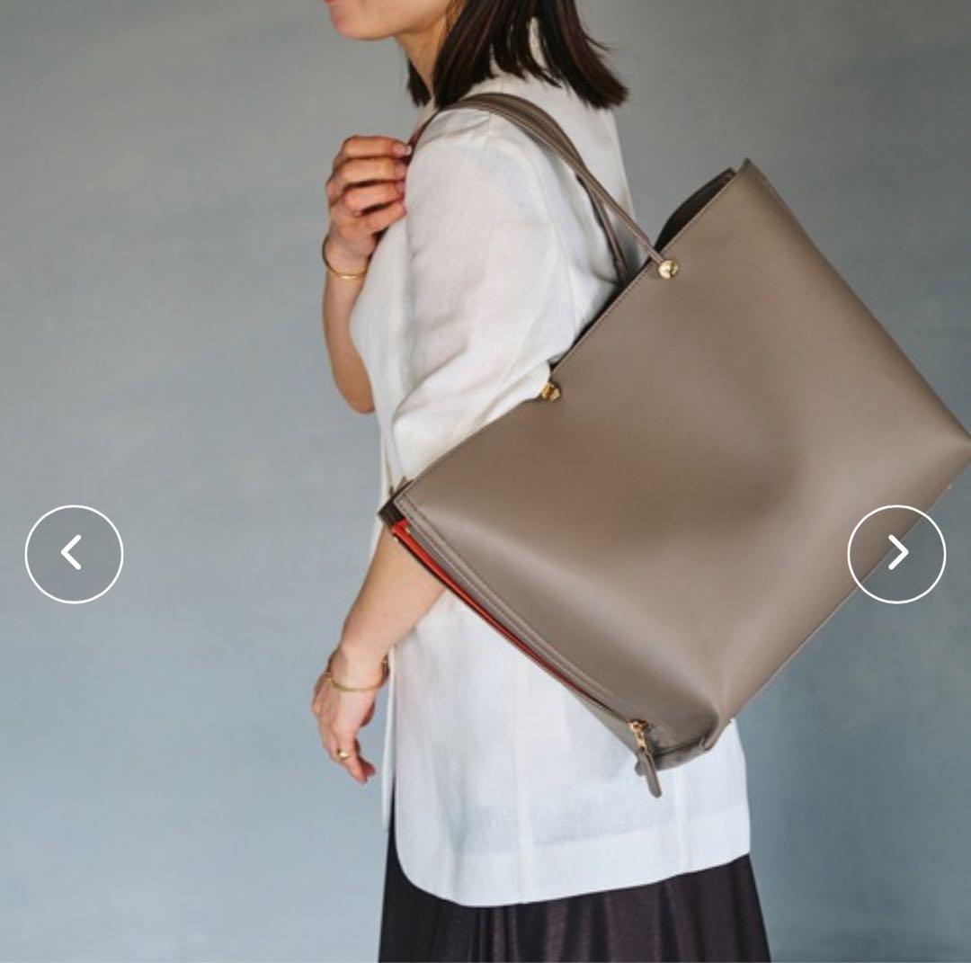 ブラウン トートバッグ オレンジ内部