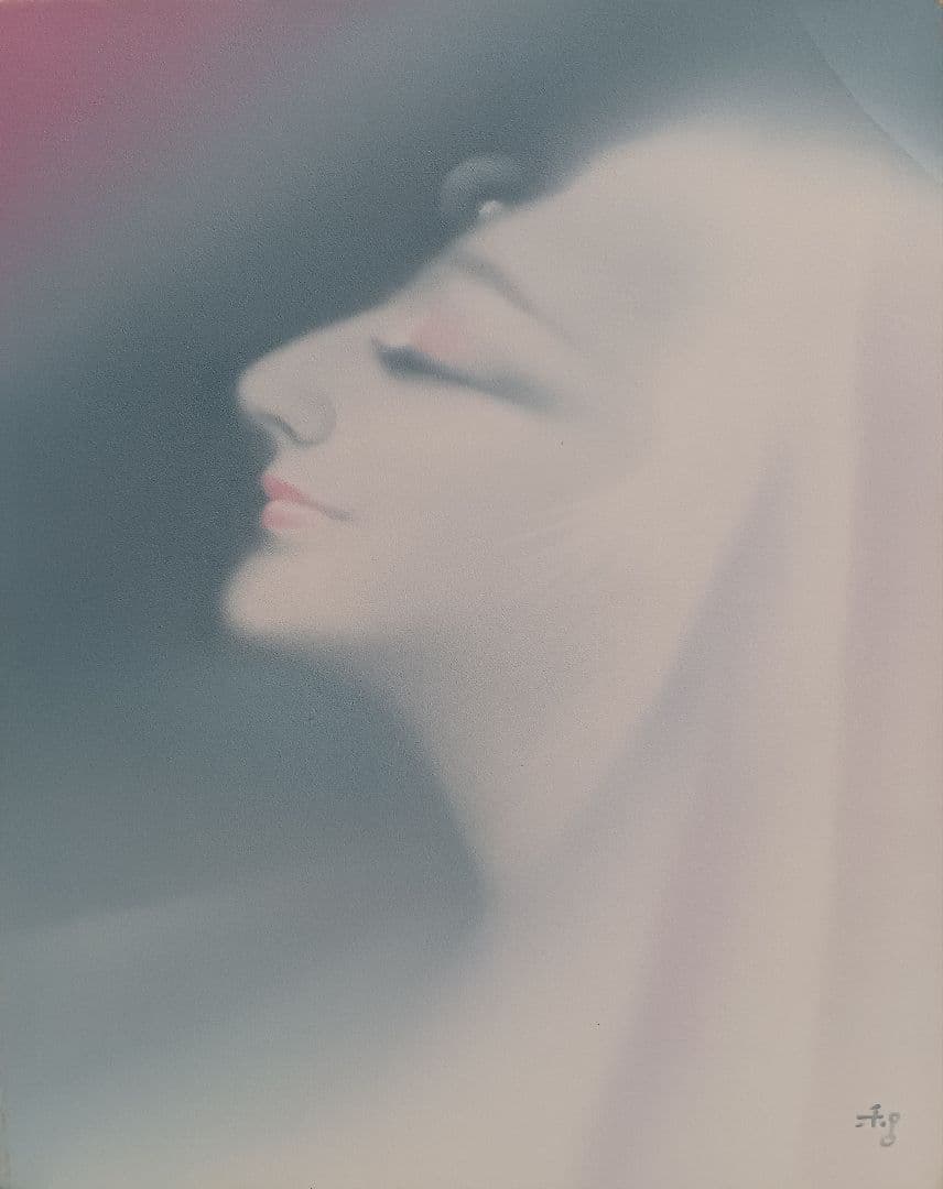 若尾和呂　「献身」 油彩　F3号　タリズマニックアート　幸運を招く絵　膜面描法