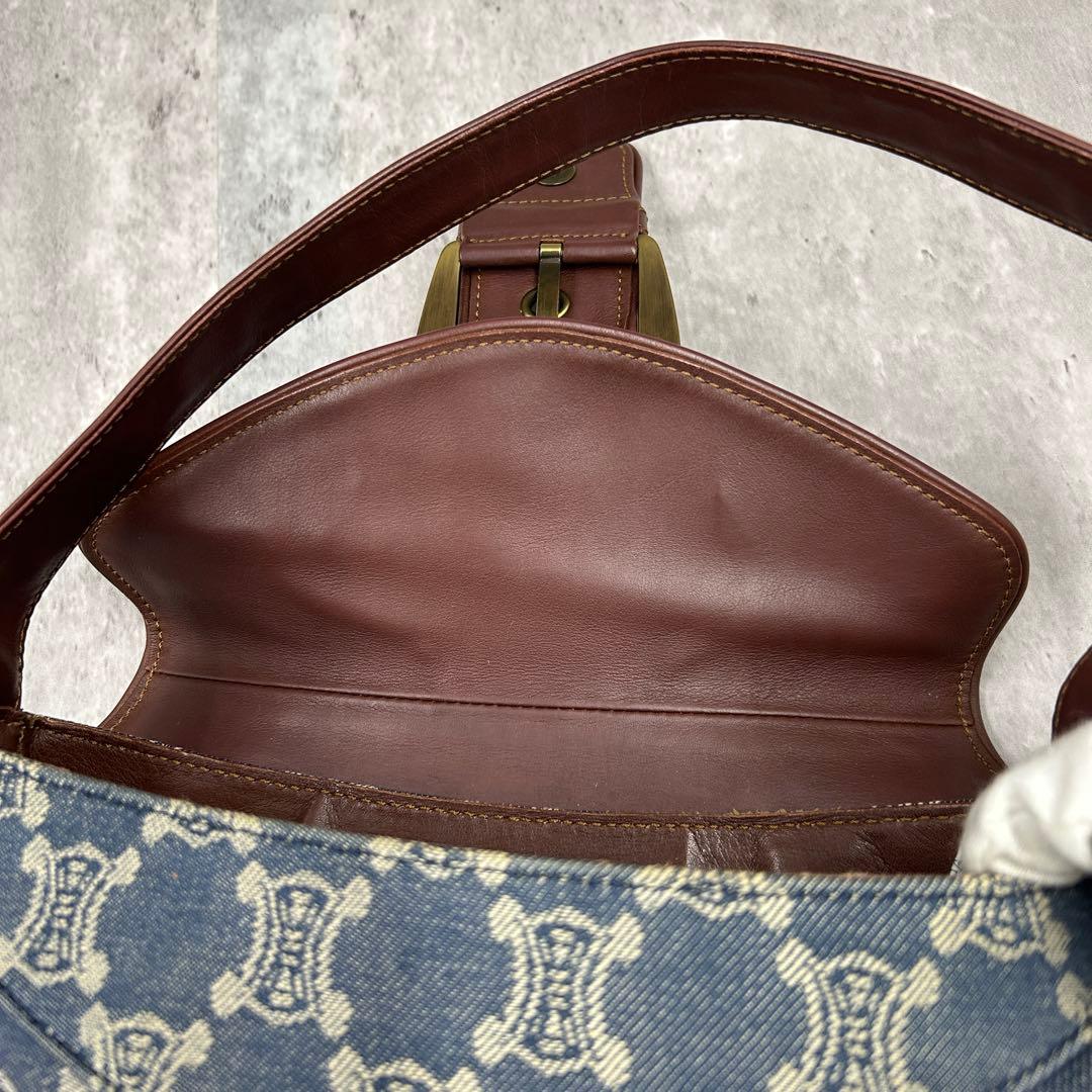【極美品】 セリーヌ ワンショルダーバッグ パリマカダム デニム ロゴ金具