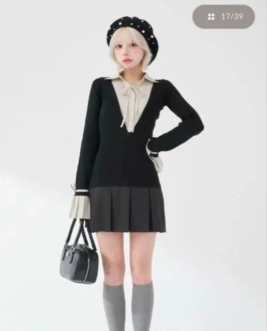 ダーリッチ シャツドッキングプリーツミニワンピース