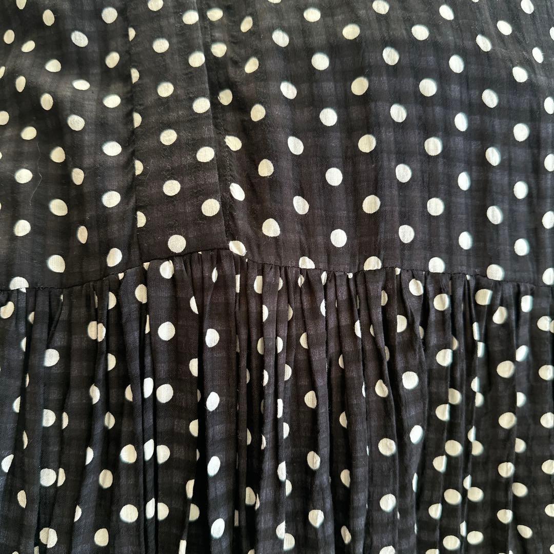 【極美品 】ビアズリー BEARDSLEY ドットギャザーワンピース　ロング