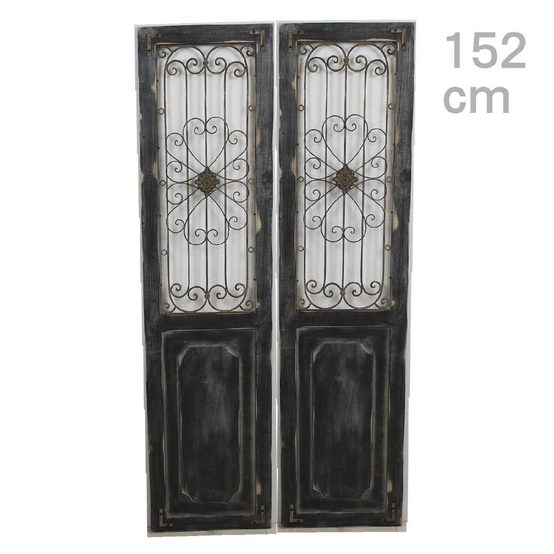 ◯２枚セット アイアンデコウッドドアブラック　高さ１５２ｃｍ 黒