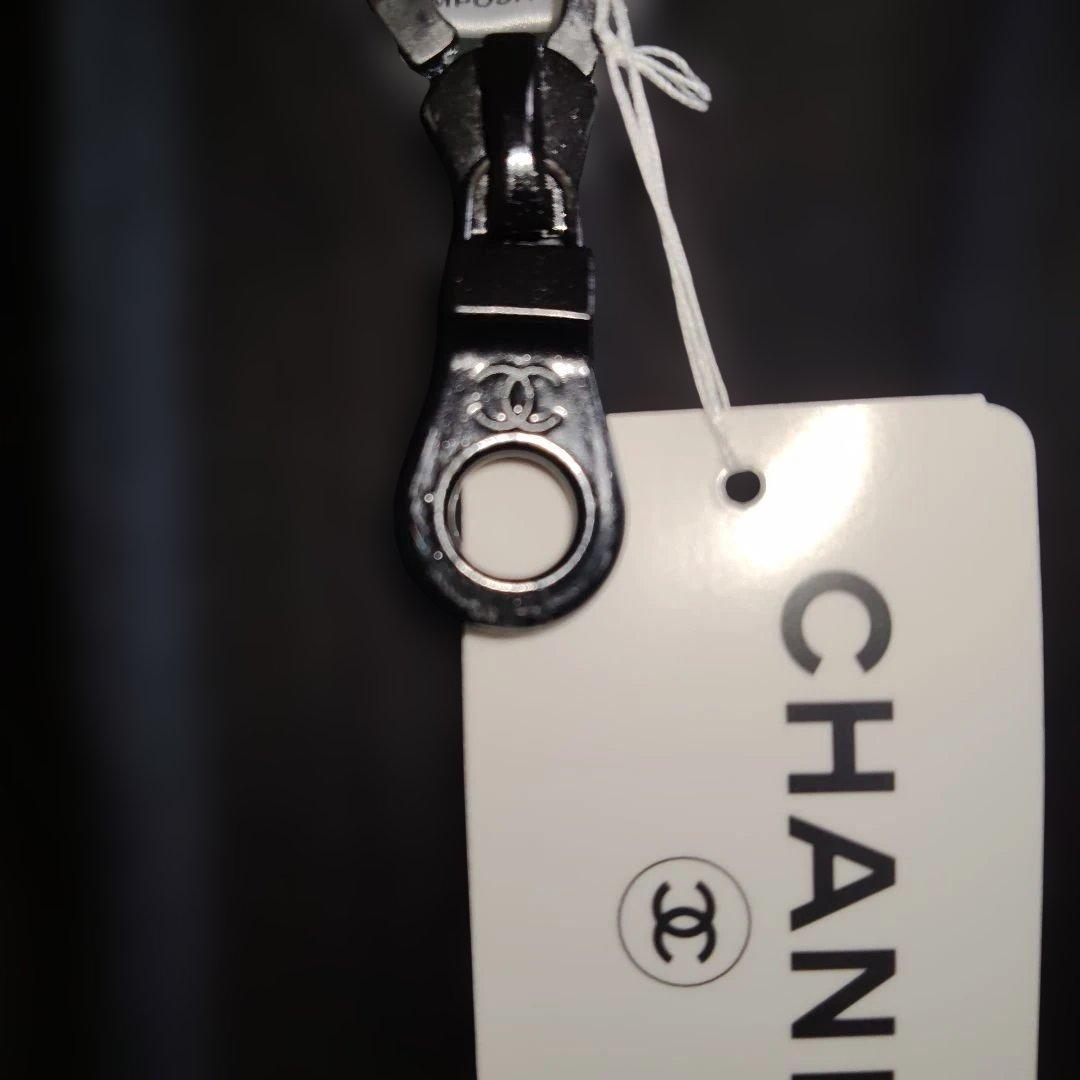 シャネル CHANEL ジップアップ パーカー スウェット 長袖黒ブラック水色